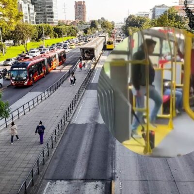 video de dos hombres peleando en un bus de TransMilenio