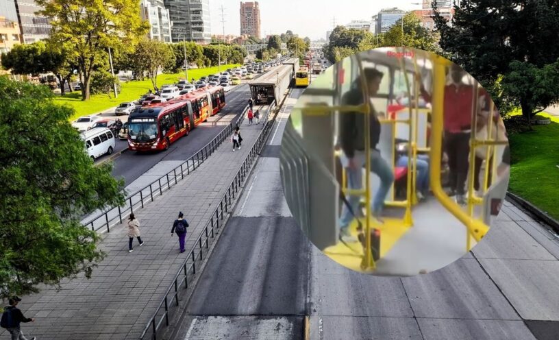 video de dos hombres peleando en un bus de TransMilenio