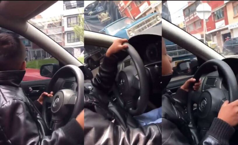 video de los niños que manejaron un carro en Bogotá sin un adulto responsable