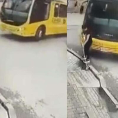 video de mujer barriendo atropellada por SITP