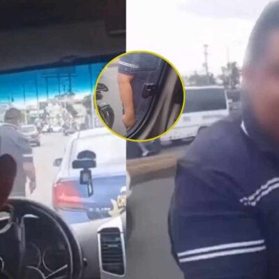 video de un motociclista discutiendo con un conductor escolar en Bogotá