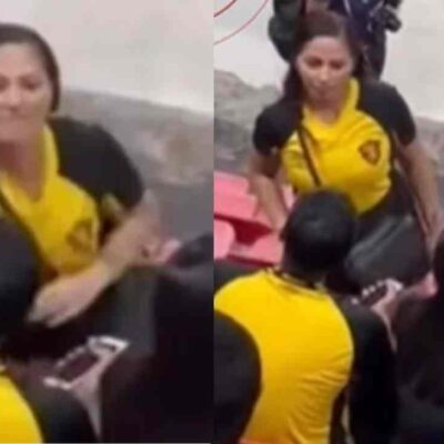 video de una mujer que enfrentó a su esposo y la amante en el estadio