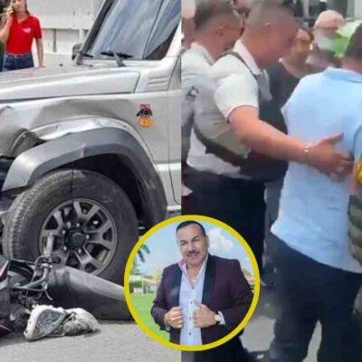 video del cantante Charrito Negro saliendo del carro en que se accidentó