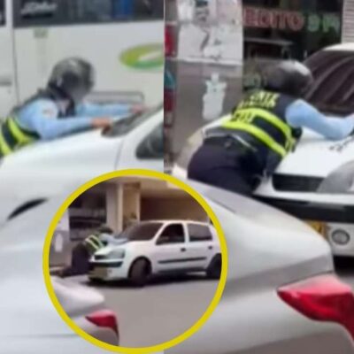 Video del conductor que arrastró a un agente de tránsito sobre el capó del carro