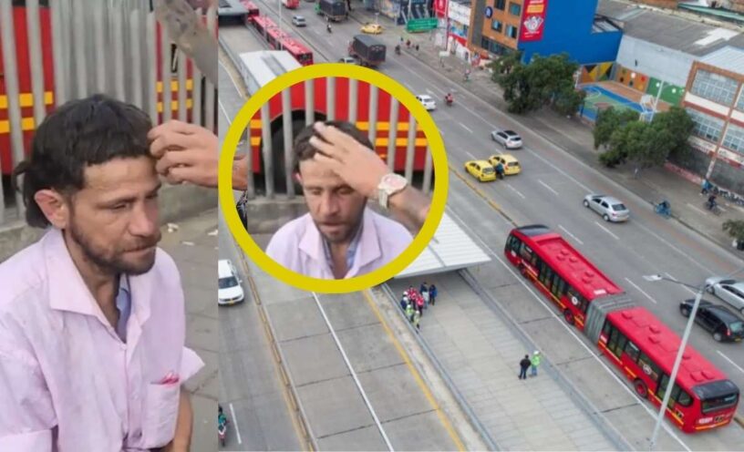 Video del hombre que corta el cabello con un machete en plena calle del centro de Bogotá