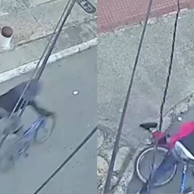 video el cual muestra a un hombre robando a una mujer a mordiscos