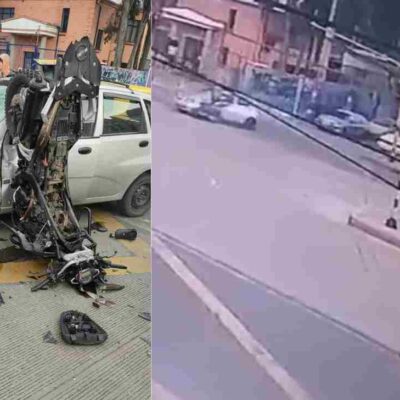 video que muestra como en un accidente un motociclista perdió la vida