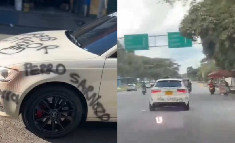 Videos del carro que rayaron en Villavicencio tras descubrir infidelidad
