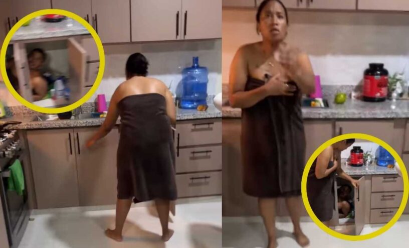 El video del hombre que pilló a su esposa con el amante y lo escondió en la cocina