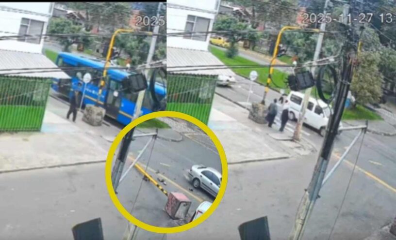 El video del semáforo que cayó cerca de 2 adultos mayores en Teusaquillo - Bogotá