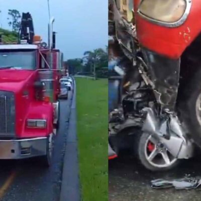 Accidente en la vía a Buenaventura dejó un carro aplastado