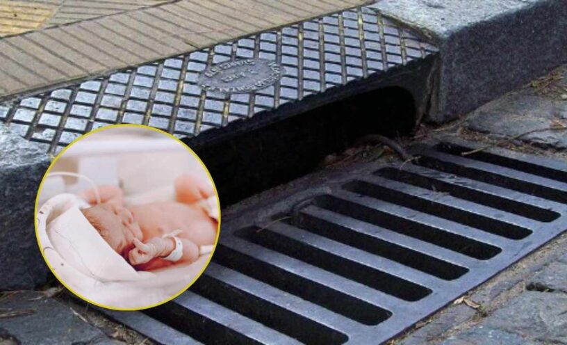 Hallaron a bebé recién nacido en una alcantarilla