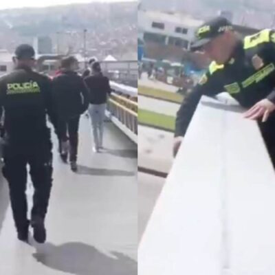 Policía auxilió mujer en un puente