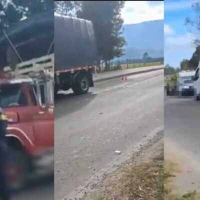 Las imágenes del accidente de un motociclista que iba en contravía y un camión en la vía Sopó-Briceño