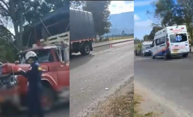 Las imágenes del accidente de un motociclista que iba en contravía y un camión en la vía Sopó-Briceño