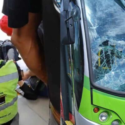 Fuerte accidente con bus de Transmilenio en Suba