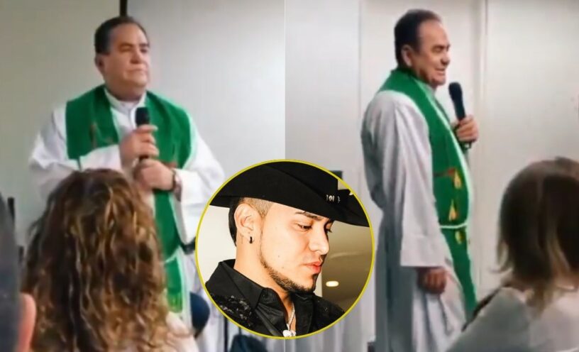 Sacerdote interpreta a Yeison Jiménez durante la misa