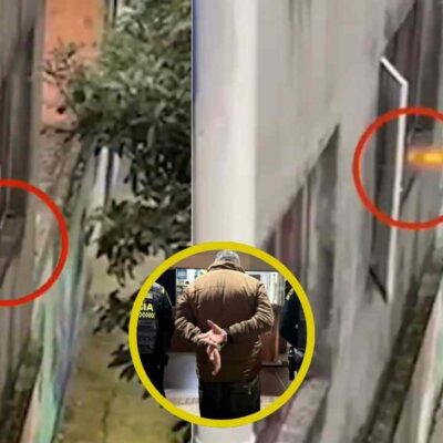 hombre disparando desde la ventana de su vivienda
