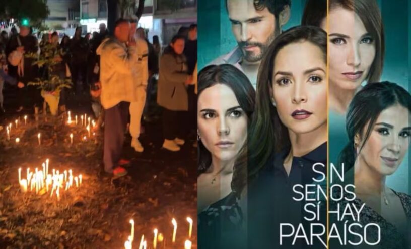 Las imágenes de la velatón que le hizo el equipo de rodaje de ‘Sin senos sí hay paraíso’ a los 2 jóvenes que murieron