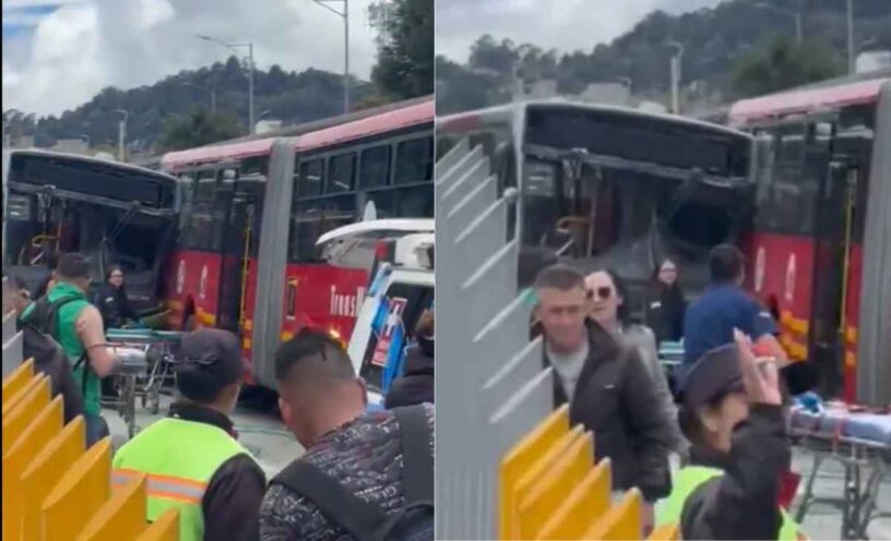 dos buses de TransMilenio protagonizaran un fuerte choque