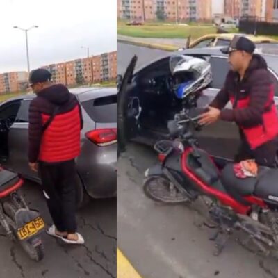 El video de un conductor que agredió a mujer en Soacha y le dañó la moto