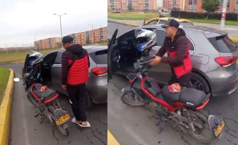 El video de un conductor que agredió a mujer en Soacha y le dañó la moto