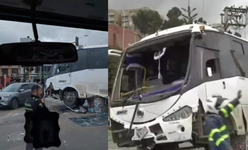 Las imágenes del accidente de bus que se estrelló con andén en Suba