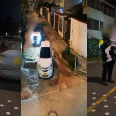 momento exacto en que fue abandonada una camioneta robada en Suba