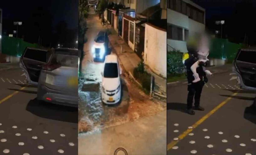 momento exacto en que fue abandonada una camioneta robada en Suba