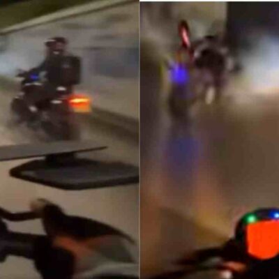 motociclista grabó su Accidente al invadir el carril del transmilenio