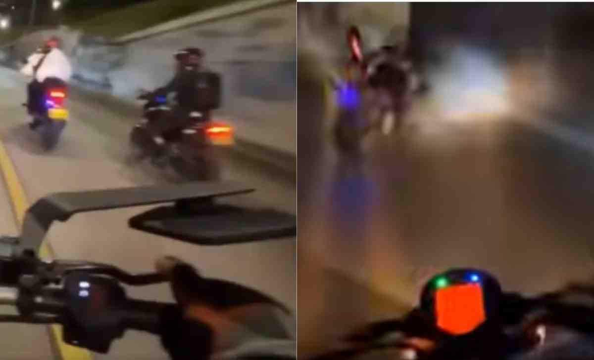 motociclista grabó su Accidente al invadir el carril del transmilenio