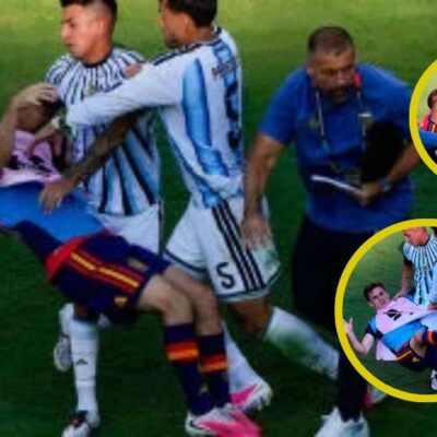 El fuerte encontrón entre Leandro Paredes y Gavi tras la final del Mundial