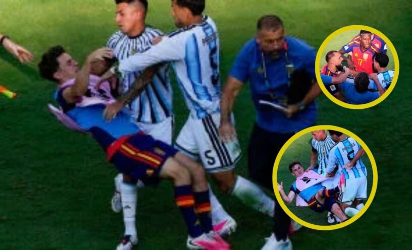 El fuerte encontrón entre Leandro Paredes y Gavi tras la final del Mundial