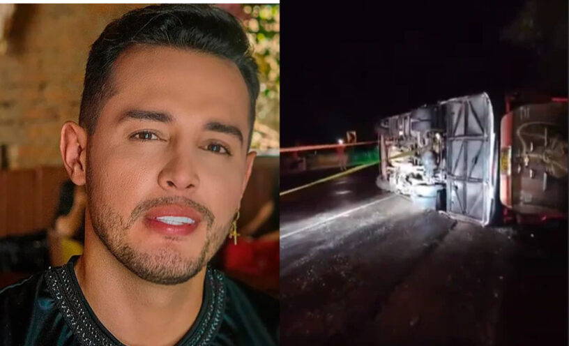 Bus del cantante Alexis Escobar sufrió grave accidente y terminó volcado: Hay varios heridos
